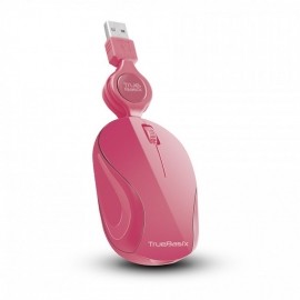 Mouse True Basix Óptico Retráctil TB-01004, Alámbrico, USB, 1000DPI, Rosa