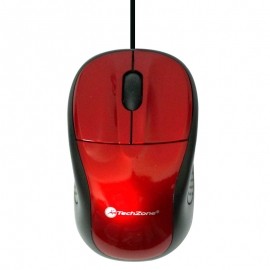 Mouse TechZone Óptico TZ15M22, Alámbrico, 800DPI, USB, Rojo